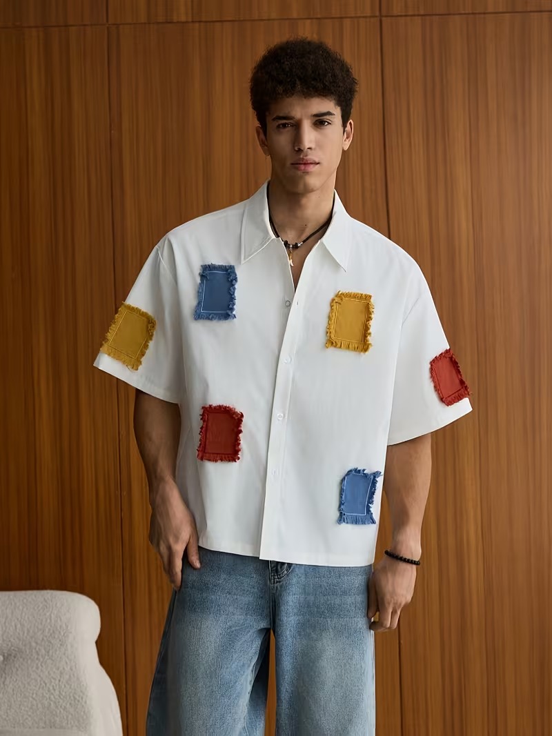 Men’s Contrast Patchwork Shirt