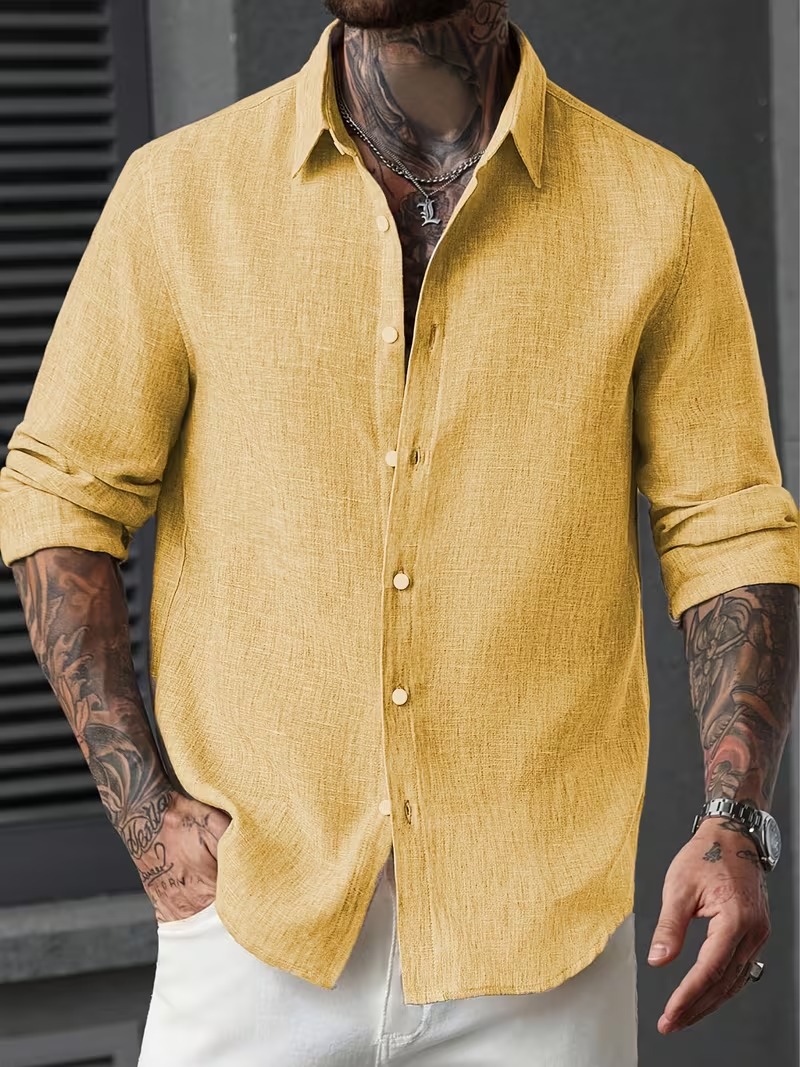 Men’s Linen-Style Casual Shirt