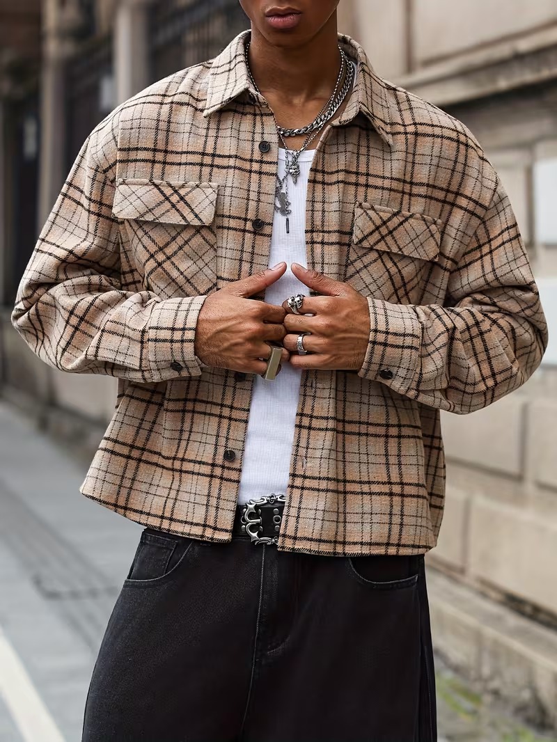 Men’s Plaid Cropped Overshirt
